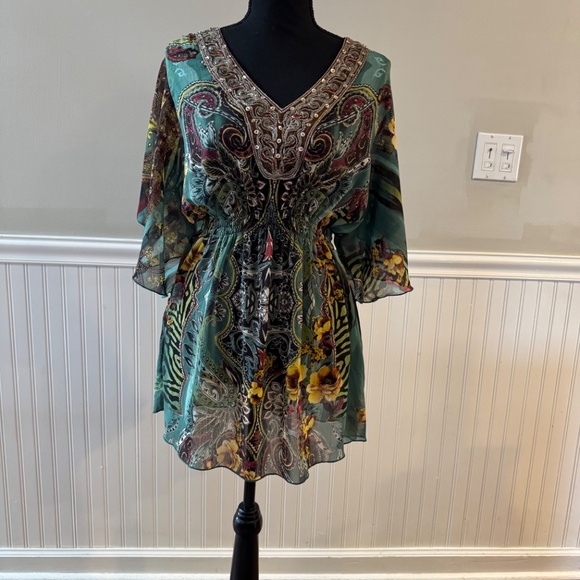 Y2K BOHO Multicolor Paisley Blouse - Picture 1 of 6